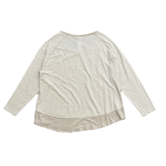 Kersh Tan Cream Stripe Long Sleeve Knit Top Soft Modal Cotton Stretch XL NWT - Picture 6 of 7